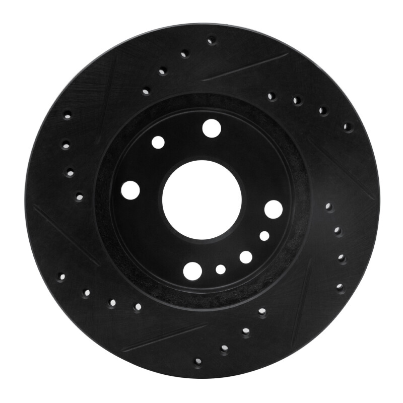 Ford Aspire Brake Rotor (1) - Front Right - R1 Concepts - Drilled & Slotted - Black - `94-`02